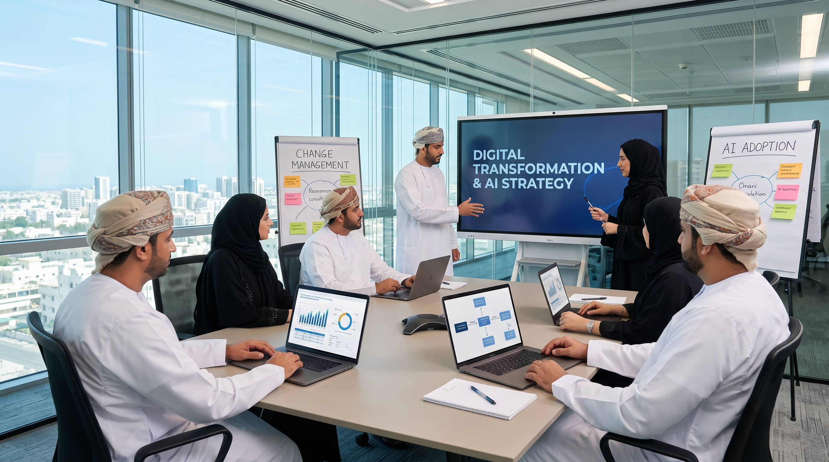 Tekween consultancy team in a digital transformation and AI strategy session